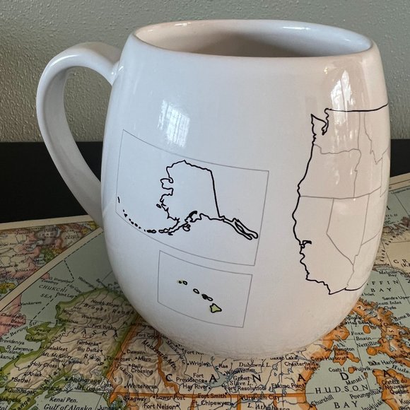 TROUVAILLE United States Color-In Map Mug ~  Geography ~ Road Trips ~  USA Map - Picture 3 of 8